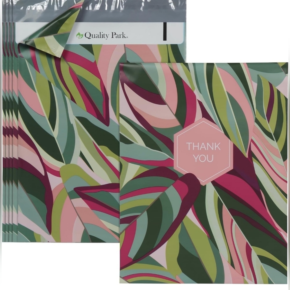 Colorful Leaf Print Polymailers 10 X 13 Inch, Non-Padded